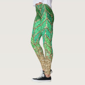 St Patrick Green Gradient Sparkle Glitter Gold Fun Leggings (Links)