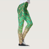 St Patrick Green Gradient Sparkle Glitter Gold Fun Leggings (Rechts)