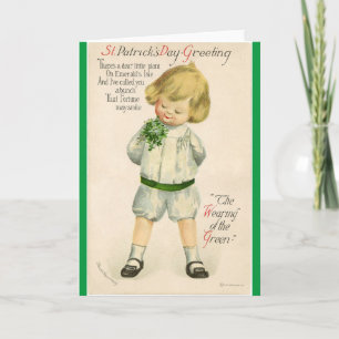  St Patrick groeten schattige kleine blonde jongen Kaart