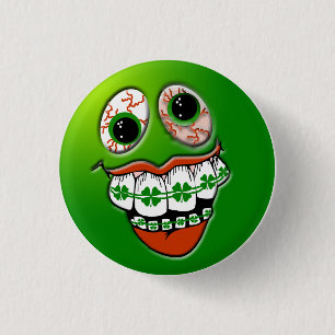 St. Patrick het Grappige Groene Gezicht van de Ronde Button 3,2 Cm