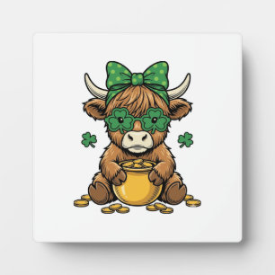 St Patrick Highland Koe Pot van Goud Vintage Kunst Fotoplaat
