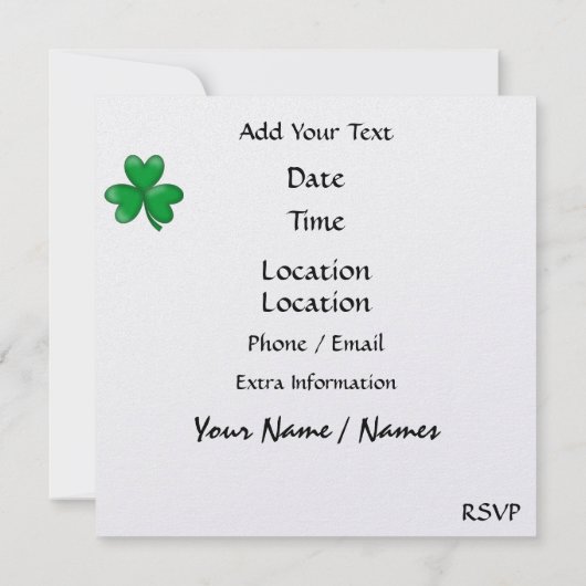 St. Patrick Invite - SRF Kaart (Achterkant)