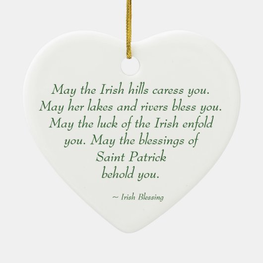 St. Patrick Irish Blessing Heart Ornament (Achterkant)