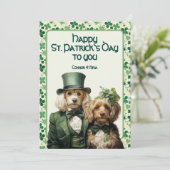 St. Patrick Irish Paws Duo Dog Feestdagenkaart (Staand voorkant)