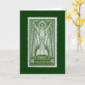 St. Patrick Irish Postage Stamp Kaart (Gele Bloem)