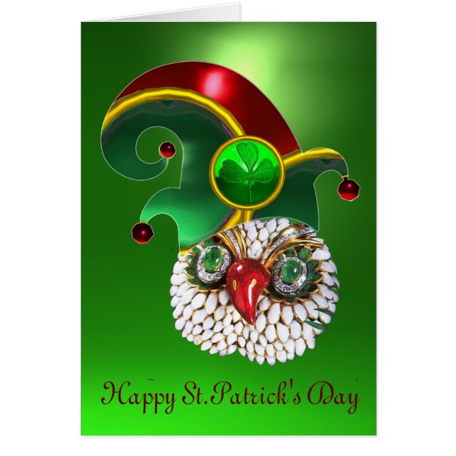 ST PATRICK JEWEL OWL ET ELF CASQUETTE AVEC SHAMROC (Devant)