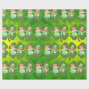 St. Patrick Leprechauns Shamrocks Wrapping Paper Cadeaupapier