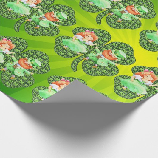 St. Patrick Leprechauns Shamrocks Wrapping Paper Cadeaupapier (Hoek)