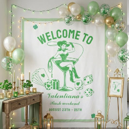 St patrick Lucky Martini Bachelorette welcome sign Wandkleed