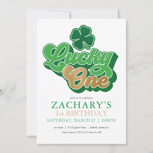 St. Patrick' Lucky One First Birthday Invitation (Devant)