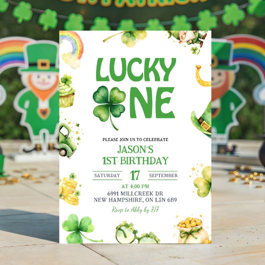 St Patrick Lucky One First Birthday Invitation