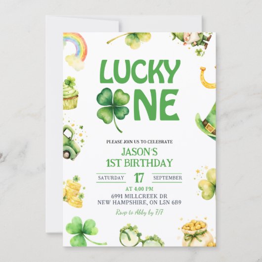 St Patrick Lucky One First Birthday Invitation Kaart (Voorkant)