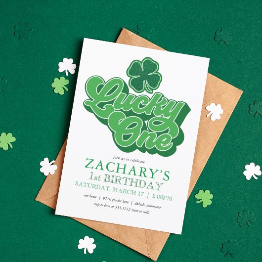 St. Patrick' Lucky One First Birthday Invitation Kaart