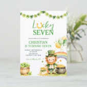St. Patrick Lucky Seven verjaardagsuitnodiging Kaart (Staand voorkant)