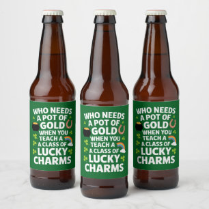 St. Patrick Onderwijzer Lucky Charm Clover Iers  Bier Etiket