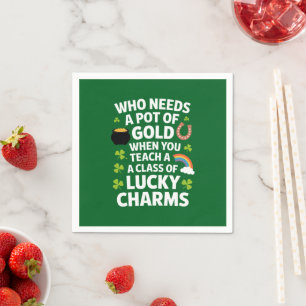 St. Patrick Onderwijzer Lucky Charm Clover Iers  Servet