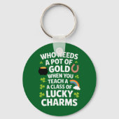St. Patrick Onderwijzer Lucky Charm Clover Iers Sleutelhanger (Voorkant)