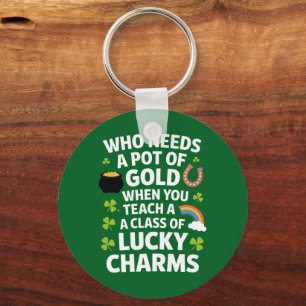 St. Patrick Onderwijzer Lucky Charm Clover Iers Sleutelhanger