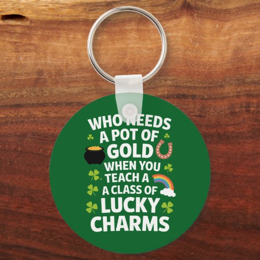St. Patrick Onderwijzer Lucky Charm Clover Iers Sleutelhanger (Voorkant)