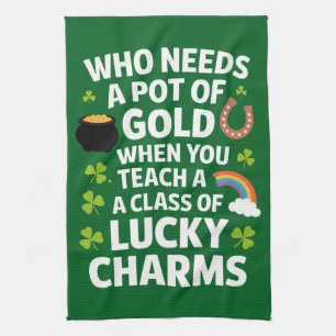 St. Patrick Onderwijzer Lucky Charm Clover Iers Theedoek
