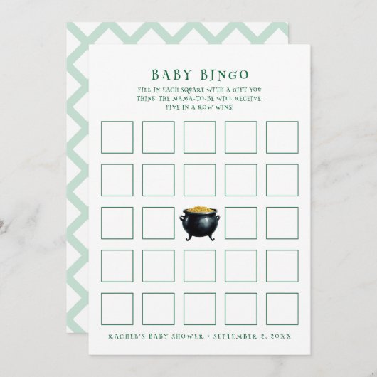 st patrick pot d'or baby shower de bingo carte de  (Devant / Derrière)