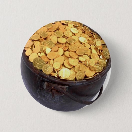 St Patrick & Pot of Gold Ronde Button 5,7 Cm (Voorkant)