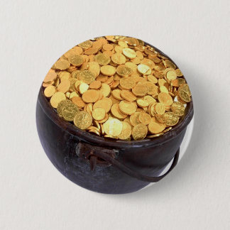 St Patrick & Pot of Gold Ronde Button 5,7 Cm