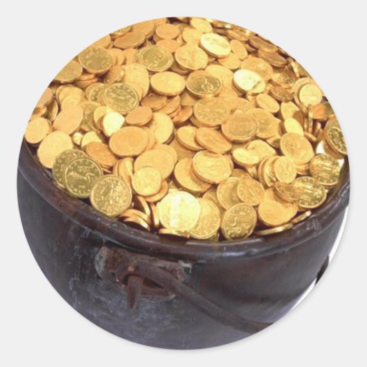 St Patrick & Pot van Goud Ronde Sticker (Voorkant)