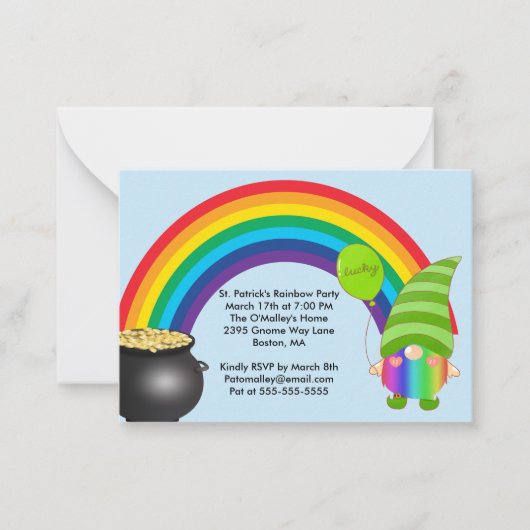 St patrick Rainbow Gnomies LGBT Invitation Small C (Devant)