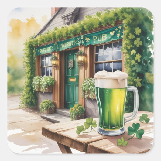 St Patrick’s Day Bar Pub Party Vierkante Sticker (Voorkant)