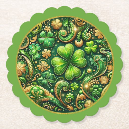 St. Patrick’s Day Clover Design Kartonnen Onderzetters (Voorkant)
