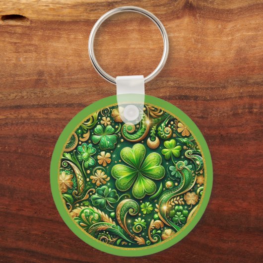 St. Patrick’s Day Clover Design Sleutelhanger (Voorkant)