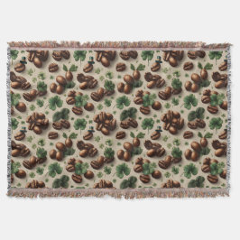 St. Patrick’s Day Coffee & Shamrock Pattern Deken