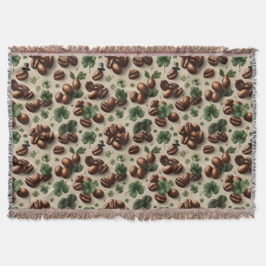 St. Patrick’s Day Coffee & Shamrock Pattern Deken (Voorkant)