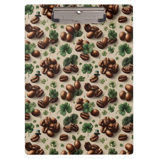 St. Patrick’s Day Coffee & Shamrock Pattern Klembord (Voorkant)