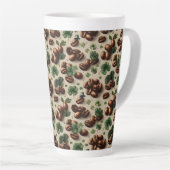 St. Patrick’s Day Coffee & Shamrock Pattern Latte Mok (Rechterhoek)
