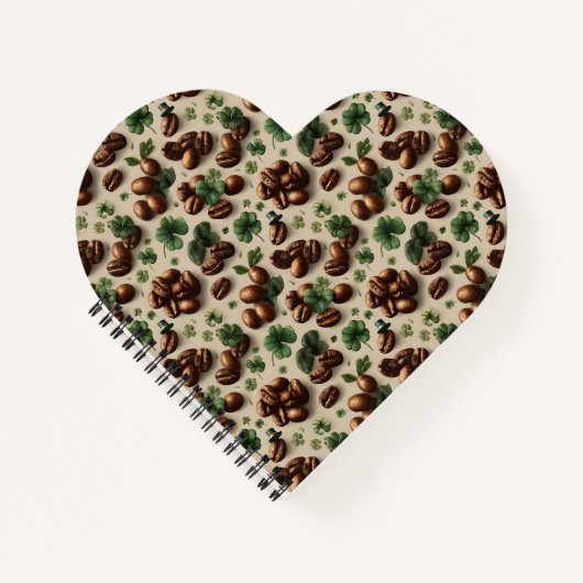 St. Patrick’s Day Coffee & Shamrock Pattern Notitieboek (Voorkant)