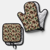 St. Patrick’s Day Coffee & Shamrock Pattern Ovenwant & Pannenlap Set (Voorkant / Achterkant)