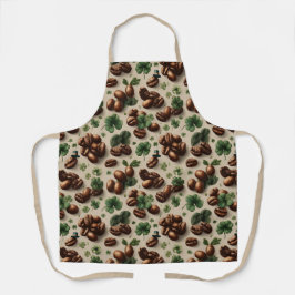 St. Patrick’s Day Coffee & Shamrock Pattern Schort