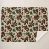 St. Patrick’s Day Coffee & Shamrock Pattern Sherpa Deken (Voorkant (horizontaal))
