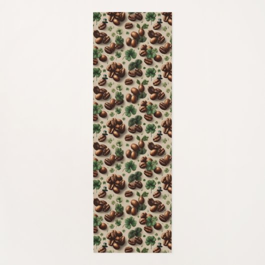 St. Patrick’s Day Coffee & Shamrock Pattern Yogamat (Voorkant)