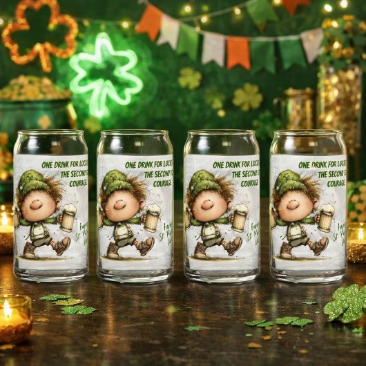 St. Patrick’s Day Dancing Leprechaun  Blikvorm Glas