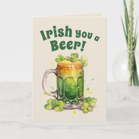 St. Patrick’s Day Funny Beer Mug Card– Irish Luck Kaart (Voorkant)