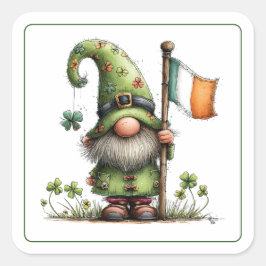 St. Patrick’s Day Gnome Vierkante Sticker