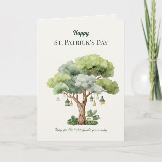 St. Patrick’s Day Irish Tree Lantern Card  Kaart (Voorkant)