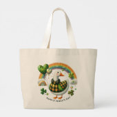 St. Patrick’s Day Plaid Cow Grote Tote Bag (Achterkant)