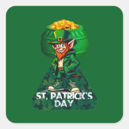 St Patrick’s Day Pot of Gold - Autocolante Vierkante Sticker