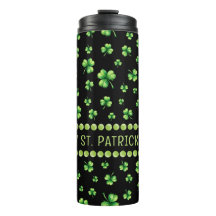 St. Patrick’s Day Watercolor Shamrock on black