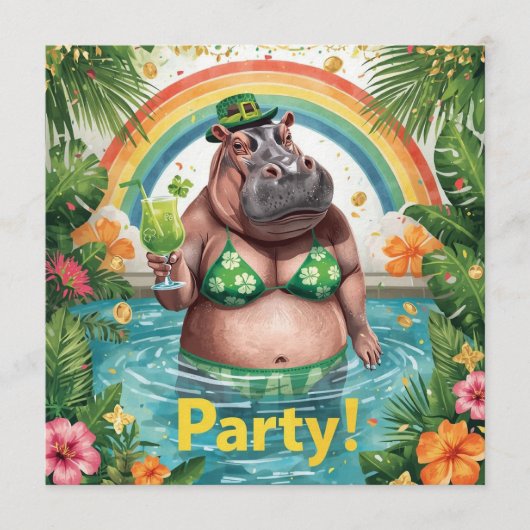 St. Patrick’s Tropical Pool Party Invitation Kaart (Voorkant)
