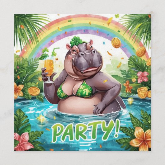St. Patrick’s Tropical Pool Party Invitation  Kaart (Voorkant)